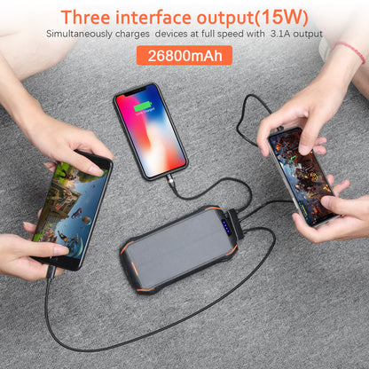 Amazon Explosive IP66 Waterproof Solar Wireless Charging Treasure 26800mAh Outdoor Lighting Mobile Power Bank