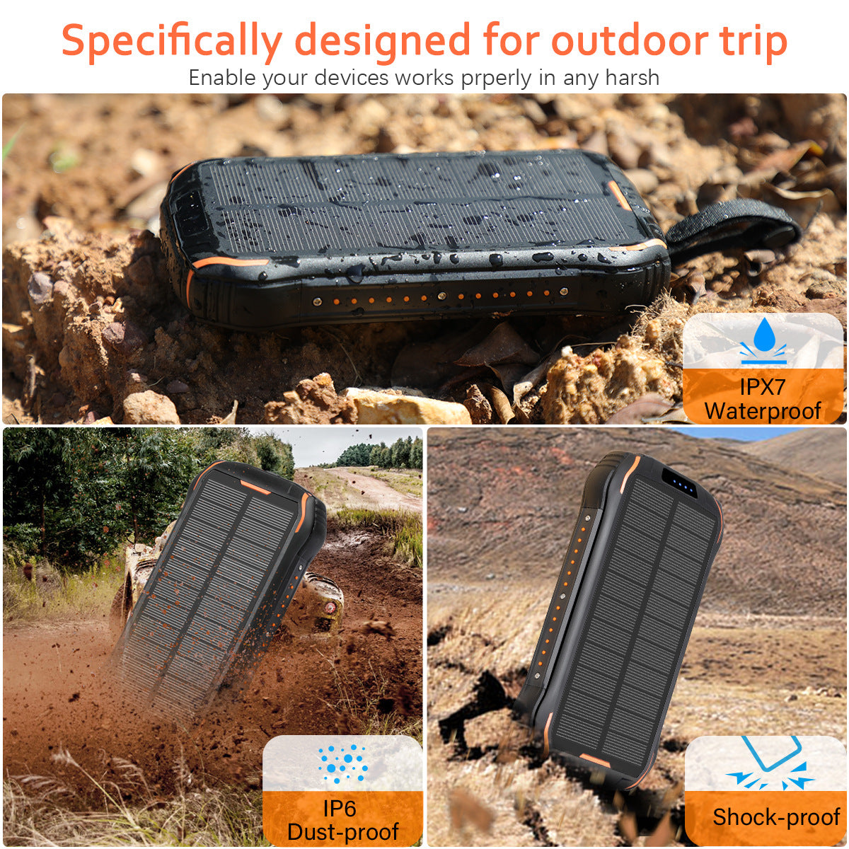 Amazon Explosive IP66 Waterproof Solar Wireless Charging Treasure 26800mAh Outdoor Lighting Mobile Power Bank