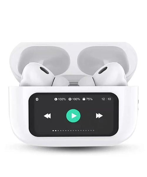 A9 Pro Touch Screen Airpods Pro | ANC/ENC Wireless Earbuds With Bluetooth 5.4 | LCD Display | Super Bass And Pop-Up Feature