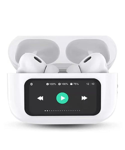 A9 Pro Touch Screen Airpods Pro | ANC/ENC Wireless Earbuds With Bluetooth 5.4 | LCD Display | Super Bass And Pop-Up Feature