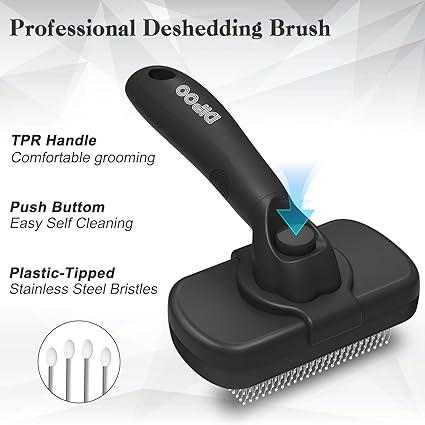 Self Cleaning Shedding Brush - Skin Friendly Grooming Tool for Dogs, Cats, and Puppies