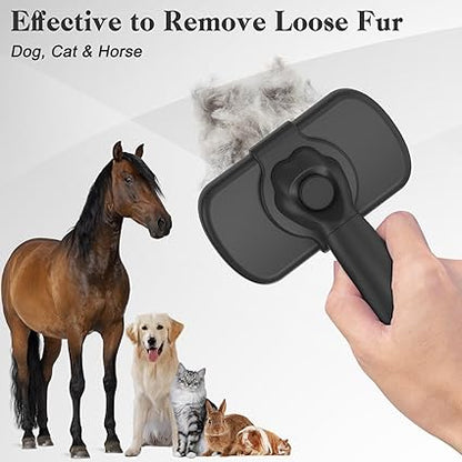 Self Cleaning Shedding Brush - Skin Friendly Grooming Tool for Dogs, Cats, and Puppies