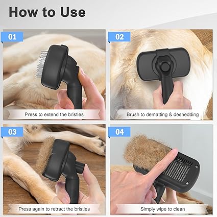 Self Cleaning Shedding Brush - Skin Friendly Grooming Tool for Dogs, Cats, and Puppies